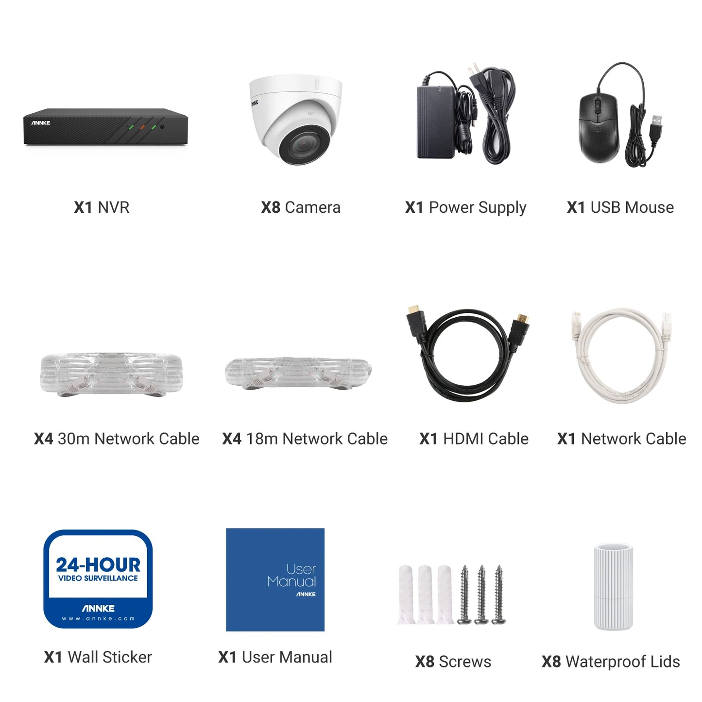 ANNKE 8CH FHD 5MP POE Network Video Security System H.265+ 6MP NVR With 5MP Surveillance POE Cameras With Audio Record Ip Camera