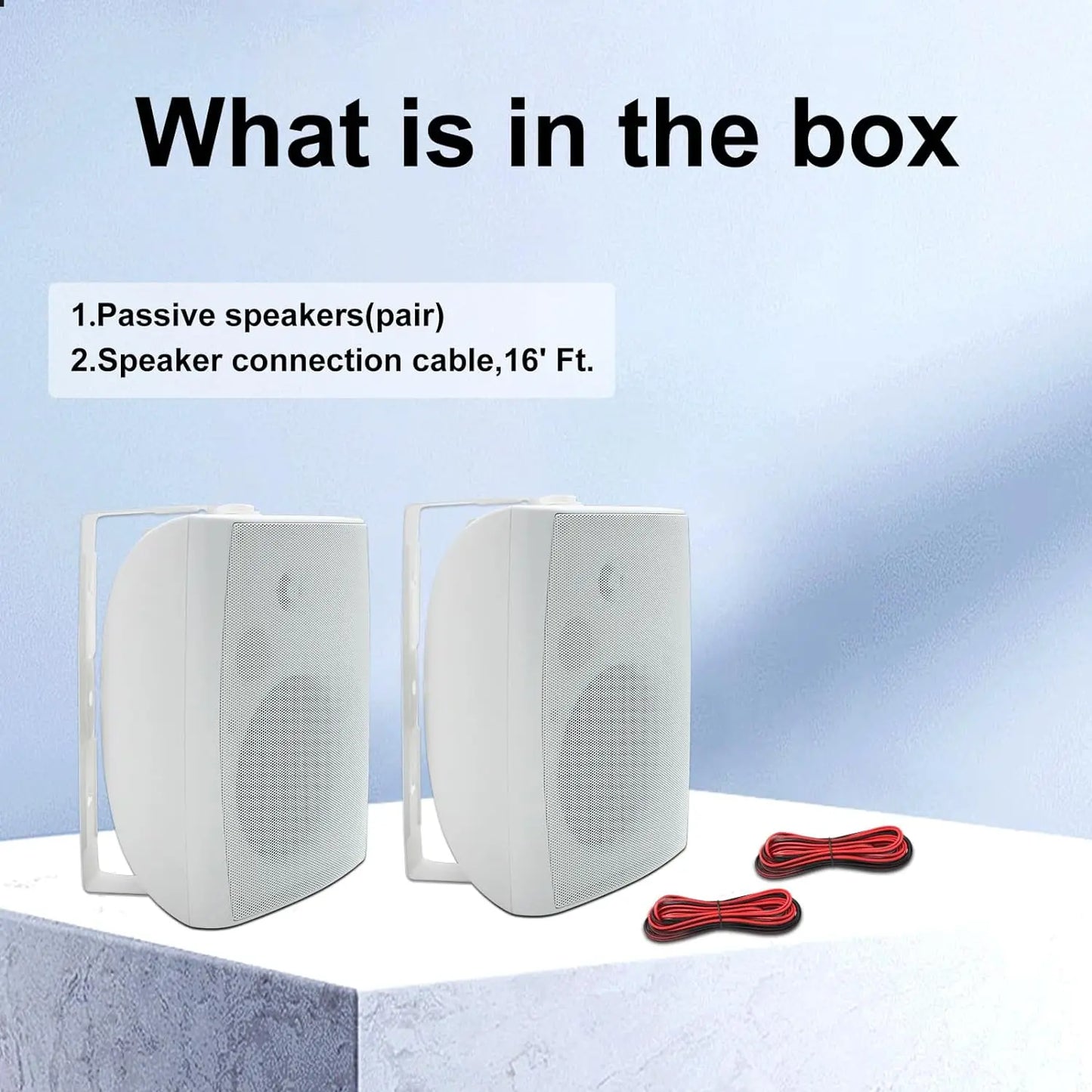 Herdio 2PCS 6.5‘’ 400W Outdoor Passive Speakers Wired Waterproof With Powerful Bass Wall Mount Speakers For Patio Poolside