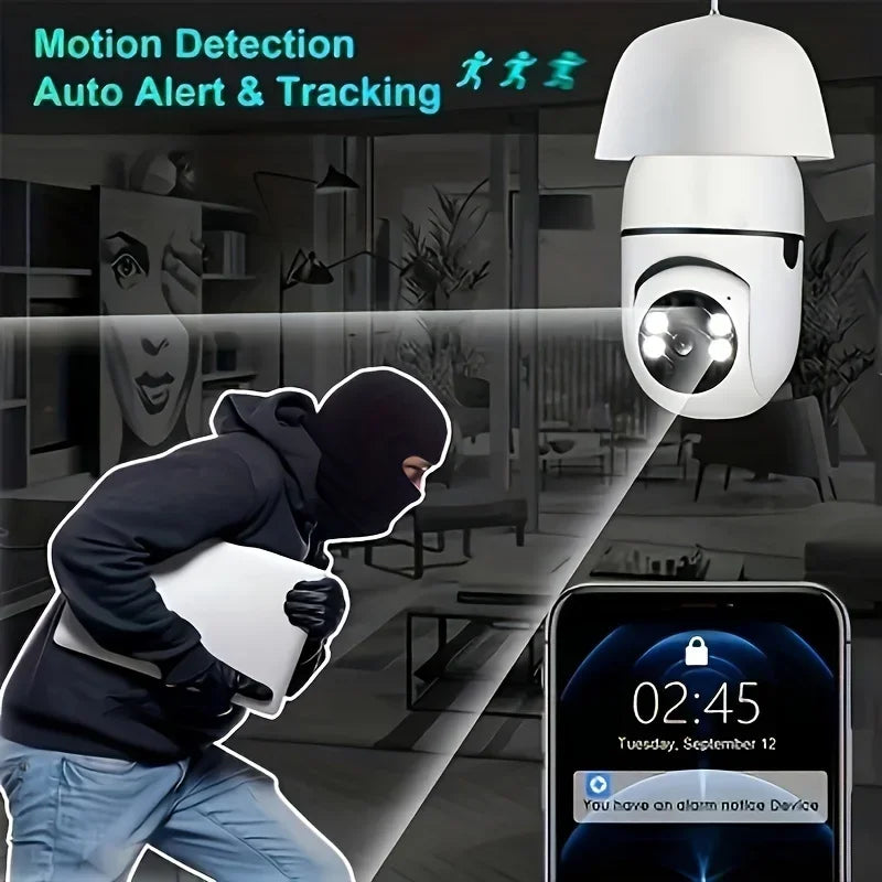 2Pc Ease Life APP-Light Bulb Security Cameras Outdoor Wireless WiFi Camera 5GHz, 360 Degree, E27 Light Socket Screw In Securi