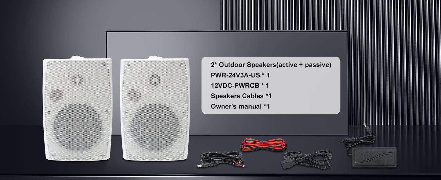 Herdio 6.5'' 400W  Indoor Outdoor Bluetooth Speakers Waterproof Wired With Powerful Bass 2 Way Wall Mount Speakers All-Weather