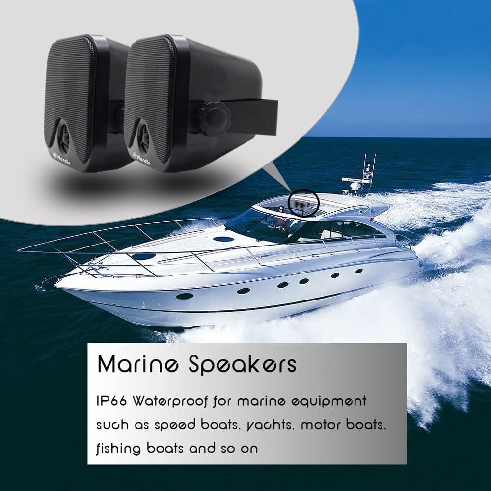 Herdio 2PCS 4‘' 100W Heavy Duty Boat Marine Box Outdoor Speakers Surface Mounted For Skid Steer ATV UTV RZR Golf Cart Tractor