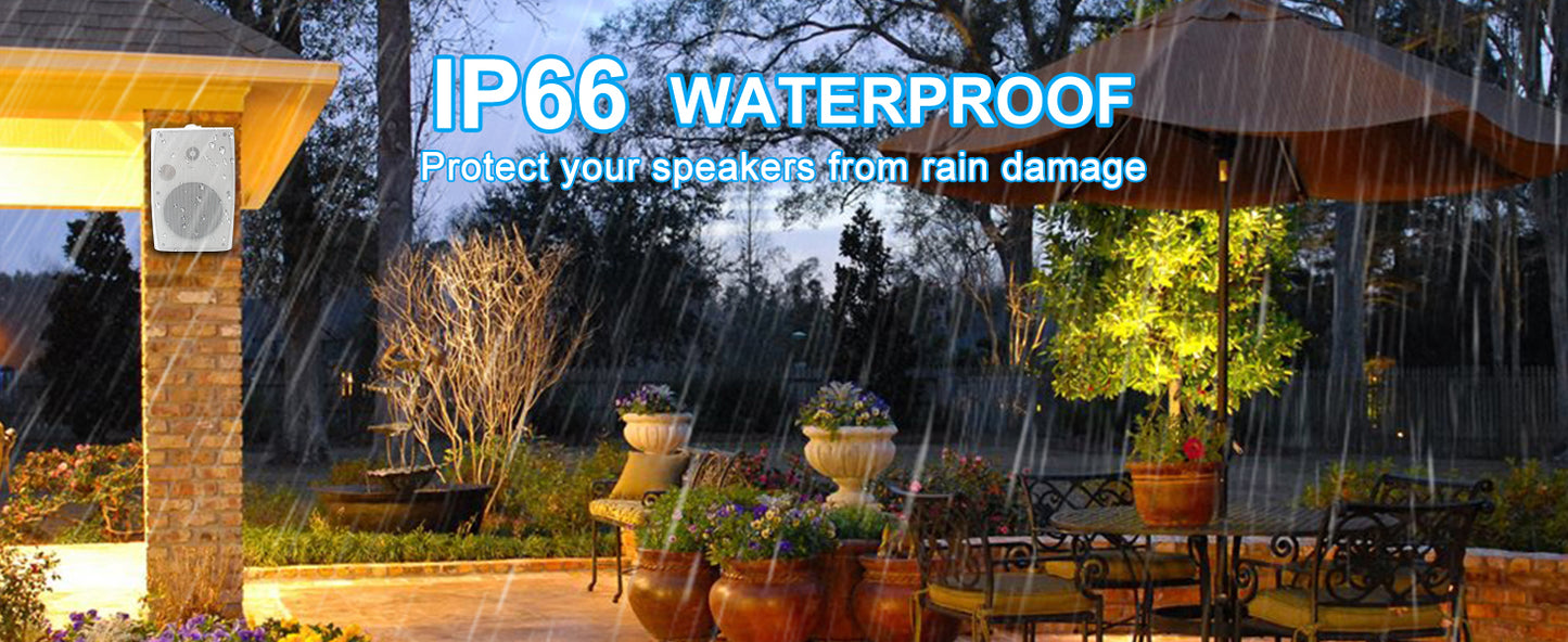 Herdio 400W 6.5‘’ Passive Outdoor Speakers Wired Waterproof 2 Way Wall Mounted Speakers With Powerful Bass For Patio Home 2PCS