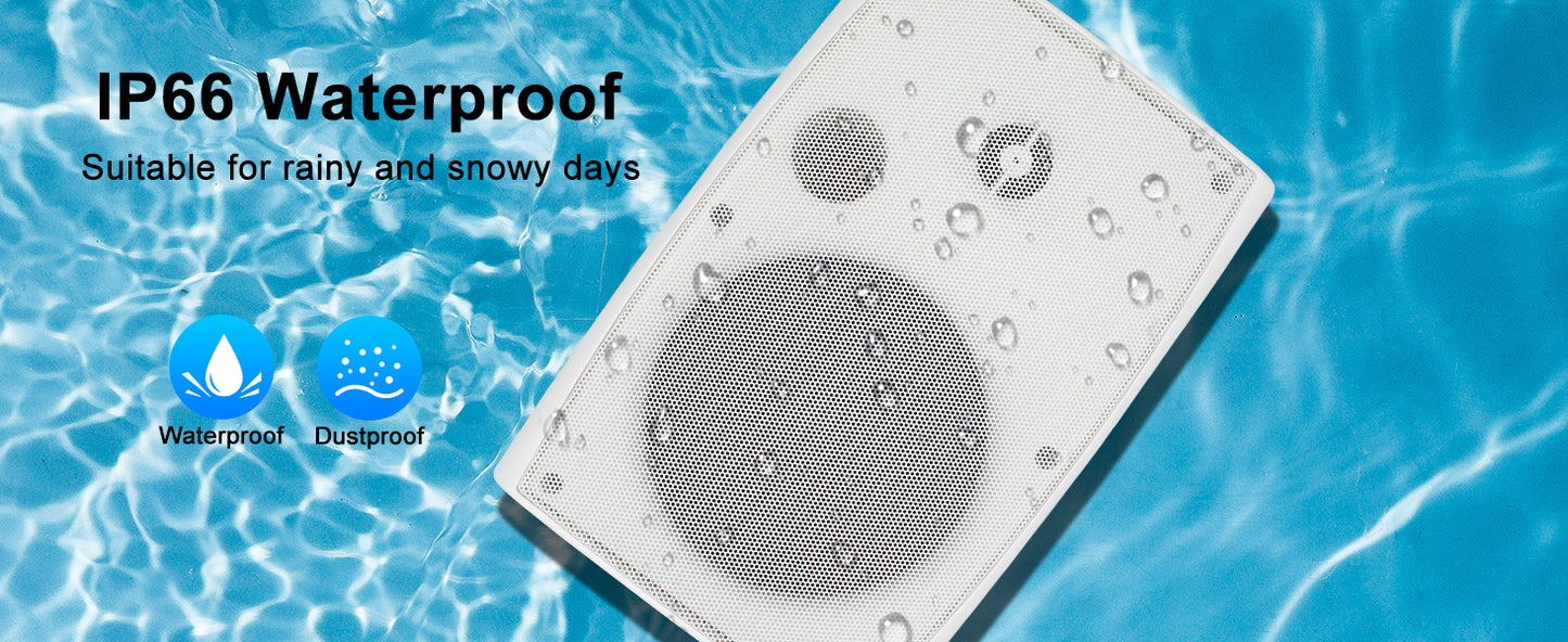 Herdio 6.5'' 400W  Indoor Outdoor Bluetooth Speakers Waterproof Wired With Powerful Bass 2 Way Wall Mount Speakers All-Weather