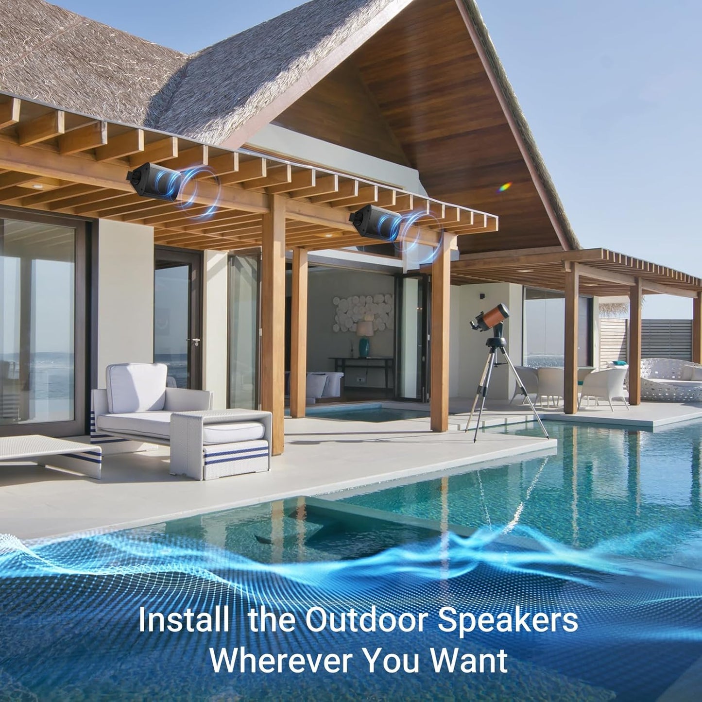 Herdio 2PCS 4'' 200W Wall Mount Outdoor Passive Speakers Waterproof Powerful Bass Expansive Stereo Sound Coverage For Patio Pool