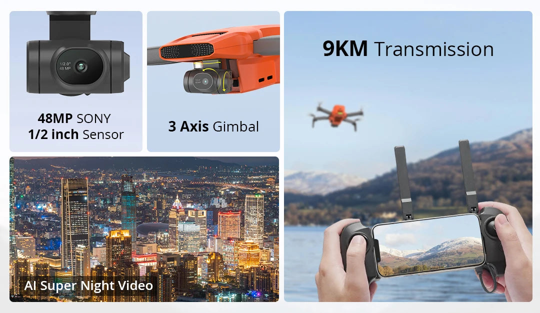 FIMI MINI 3 245g With 4K Camera HDR Video 3-axis Mechanical Gimbal 9KM flight range GPS Foldable RC Drone Quadcopter RTF