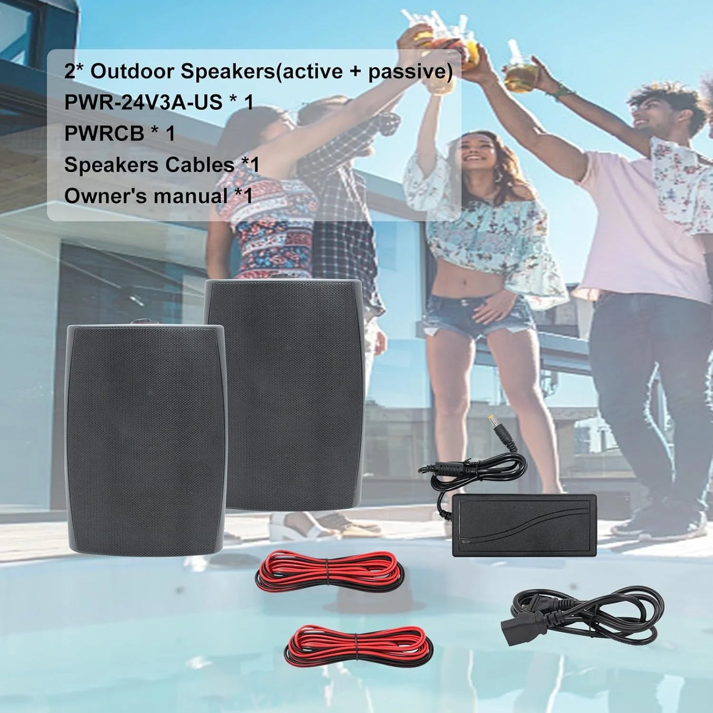 Herdio 6.5'' 400W  Indoor Outdoor Bluetooth Speakers Waterproof Wired With Powerful Bass 2 Way Wall Mount Speakers All-Weather