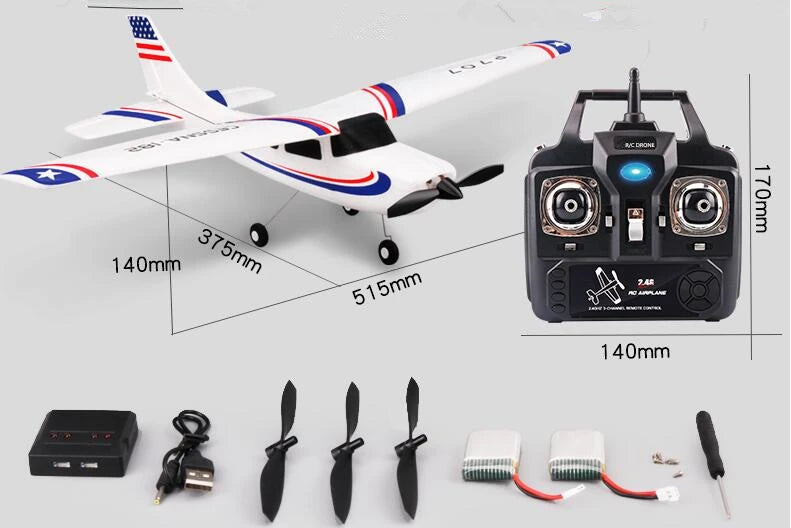 Park10 RC Airplane P707G 2.4G 3D/6G With Gyroscope 3Ch RC Airplane Fixed Wing Plane Outdoor Toys Drone RTF CESSNA 182 Plane Gift