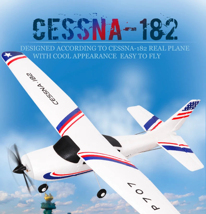 Park10 RC Airplane P707G 2.4G 3D/6G With Gyroscope 3Ch RC Airplane Fixed Wing Plane Outdoor Toys Drone RTF CESSNA 182 Plane Gift