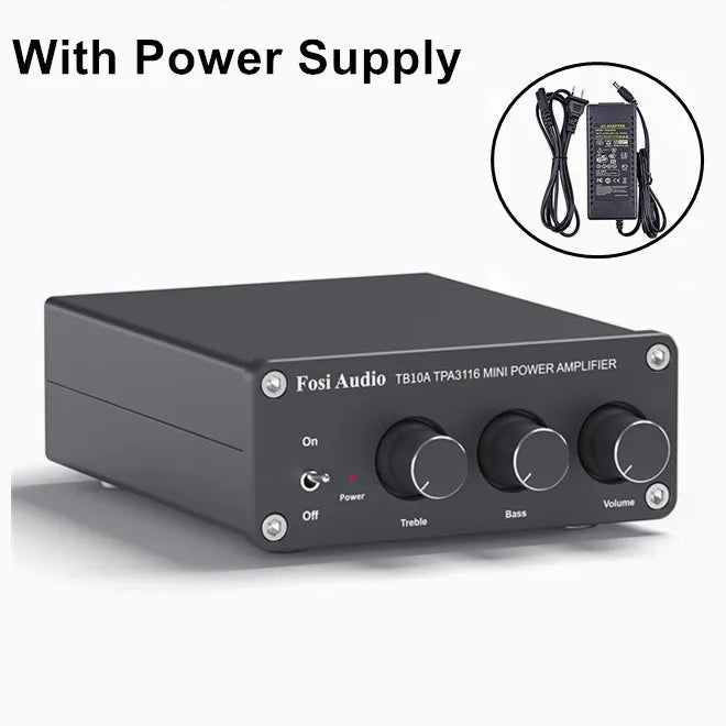 Fosi Audio TPA3116D2 Stereo Amplifier Receiver 2 Channel Mini HiFi Power Amplifier Audio For Home Speakers Bass Treble