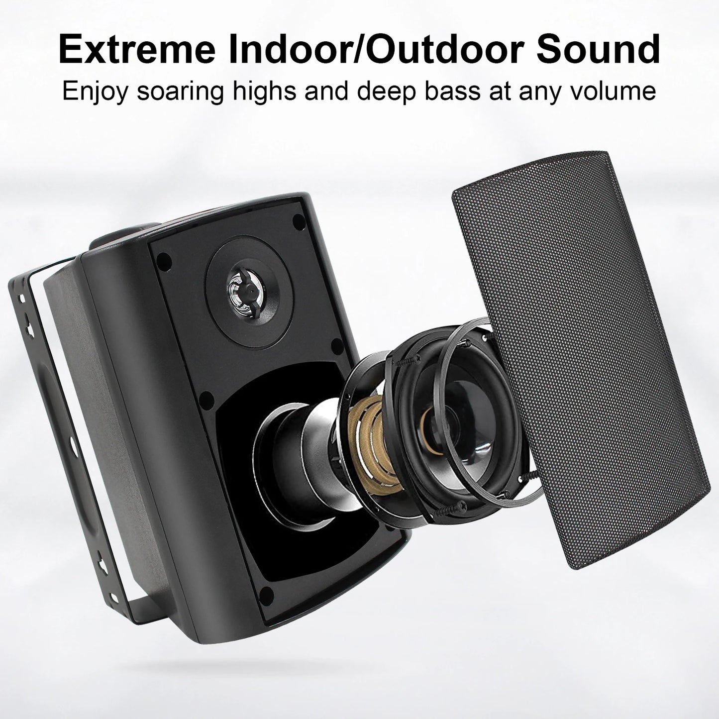 Herdio 2PCS 4'' 200W Passive Wired Outdoor Speakers With Powerful Bass Expansive Stereo Sound Coverage All-Weather Durability