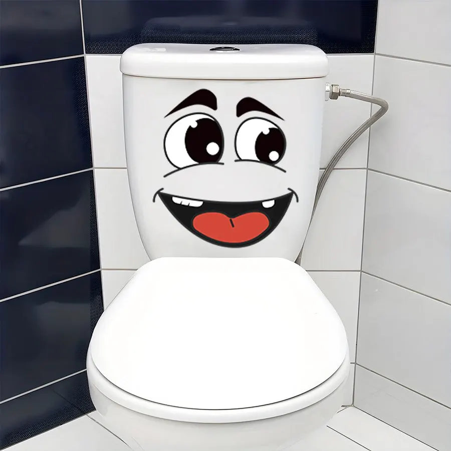 4 sheets/Set Cartoon Face Stickers,Self-Adhesive, Plastic Surface Compatible,Home Decoration Suitable for Trash Can, oilet Decor