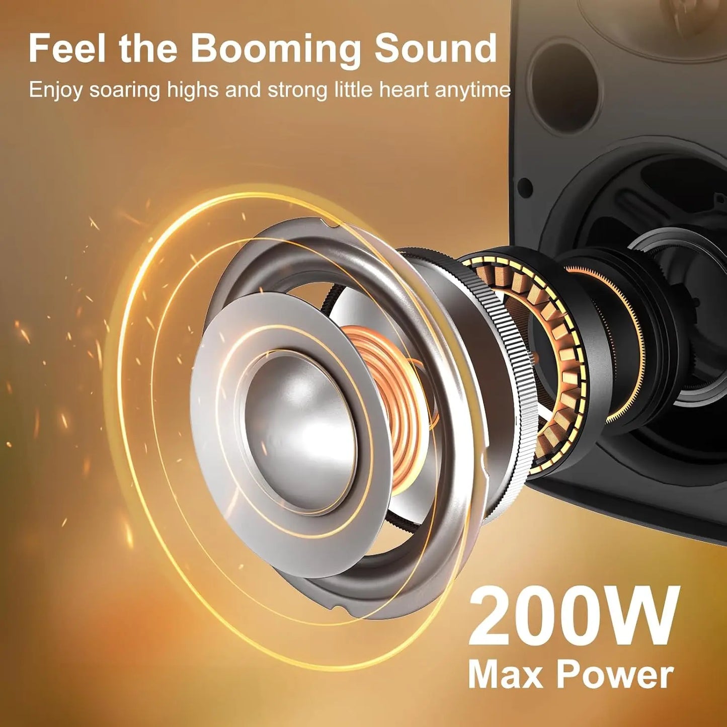 Herdio 6.5'' 400W  Indoor Outdoor Bluetooth Speakers Waterproof Wired With Powerful Bass 2 Way Wall Mount Speakers All-Weather