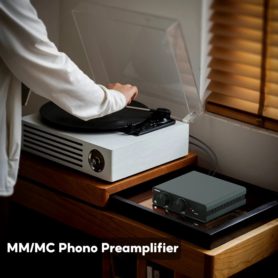 AIYIMA Audio T3 Pro Mini MM/MC Phono Preamplifier for Turntable Phonograph Vinyl Record Player Stereo Preamp Gain adjustment