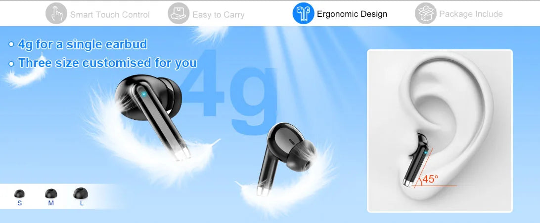 K66 Noise Cancelling Earbuds, 90% ANC Reduction, 14.2mm Hi-Res Sound, BT 5.3, IPX7 Waterproof, 48H Playtime