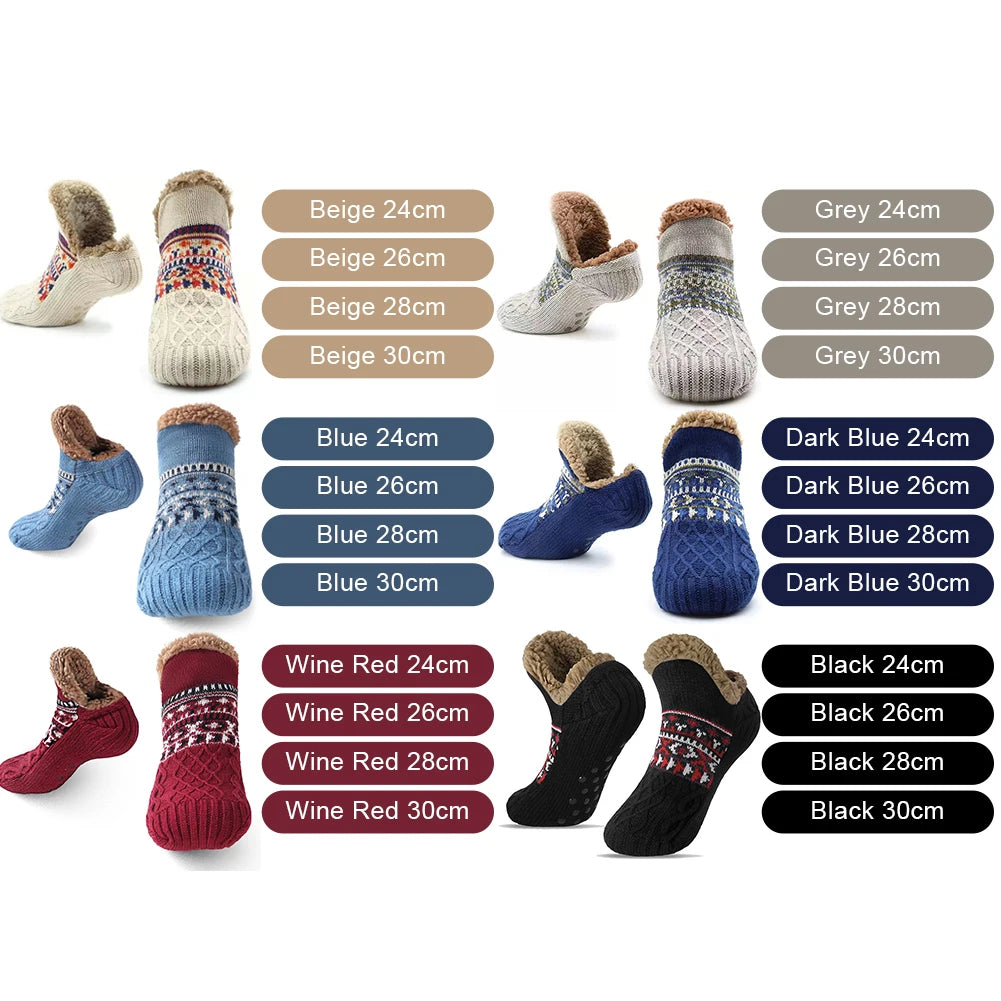 Men Women Winter Indoor Home Slippers Socks Non Slip Thick Thermal Socks Warm Thermal Slipper Socks Soft for Christmas