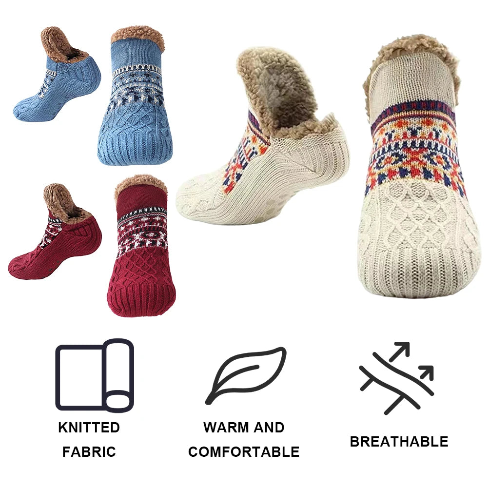 Men Women Winter Indoor Home Slippers Socks Non Slip Thick Thermal Socks Warm Thermal Slipper Socks Soft for Christmas