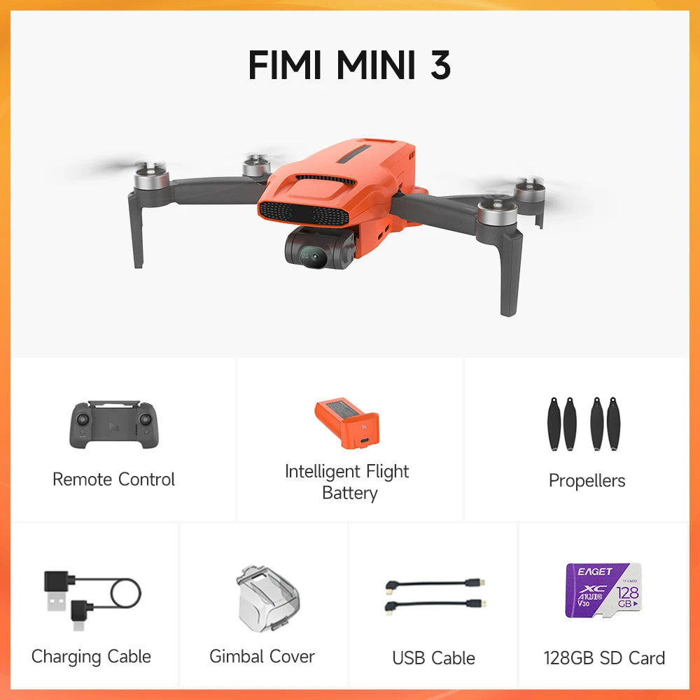 FIMI MINI 3 245g With 4K Camera HDR Video 3-axis Mechanical Gimbal 9KM flight range GPS Foldable RC Drone Quadcopter RTF