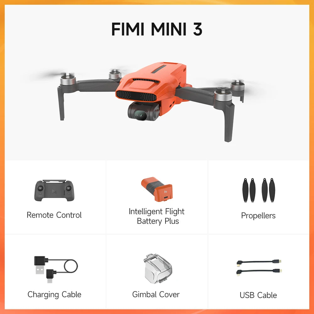FIMI MINI 3 245g With 4K Camera HDR Video 3-axis Mechanical Gimbal 9KM flight range GPS Foldable RC Drone Quadcopter RTF