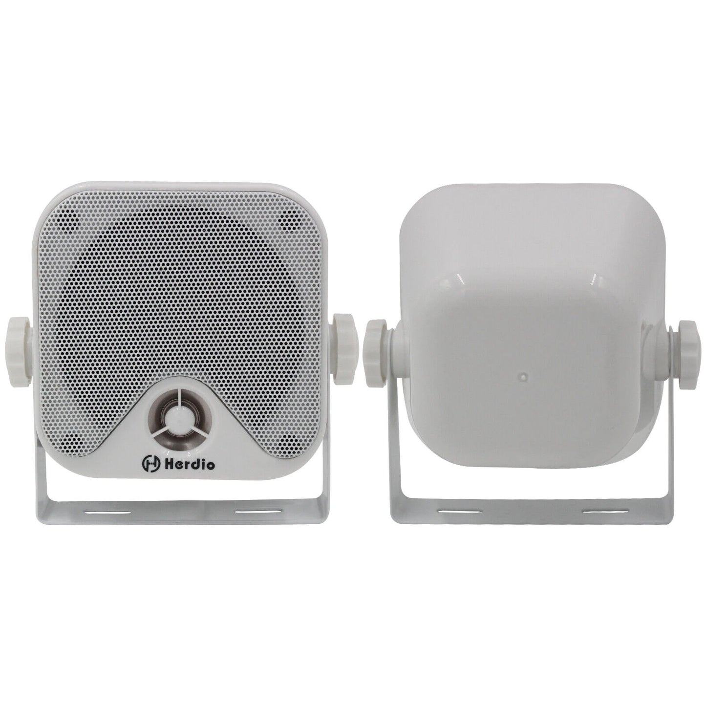 Herdio 2PCS 4‘' 100W Heavy Duty Boat Marine Box Outdoor Speakers Surface Mounted For Skid Steer ATV UTV RZR Golf Cart Tractor