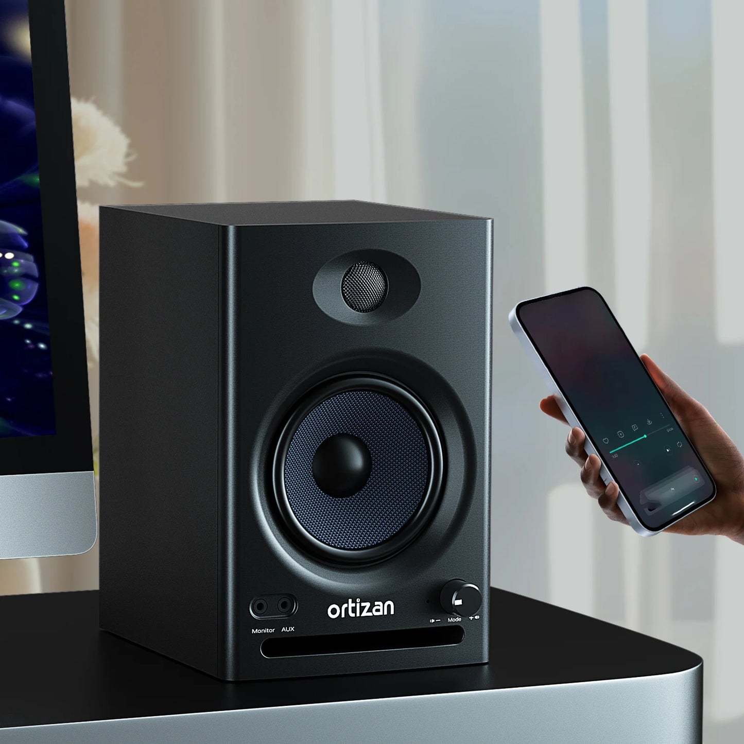 Ortizan C7 Dual-Mode 2.0 Studio Monitors, Active Monitor Speakers for Near Field Music Production, Bluetooth 5.3 Wireless