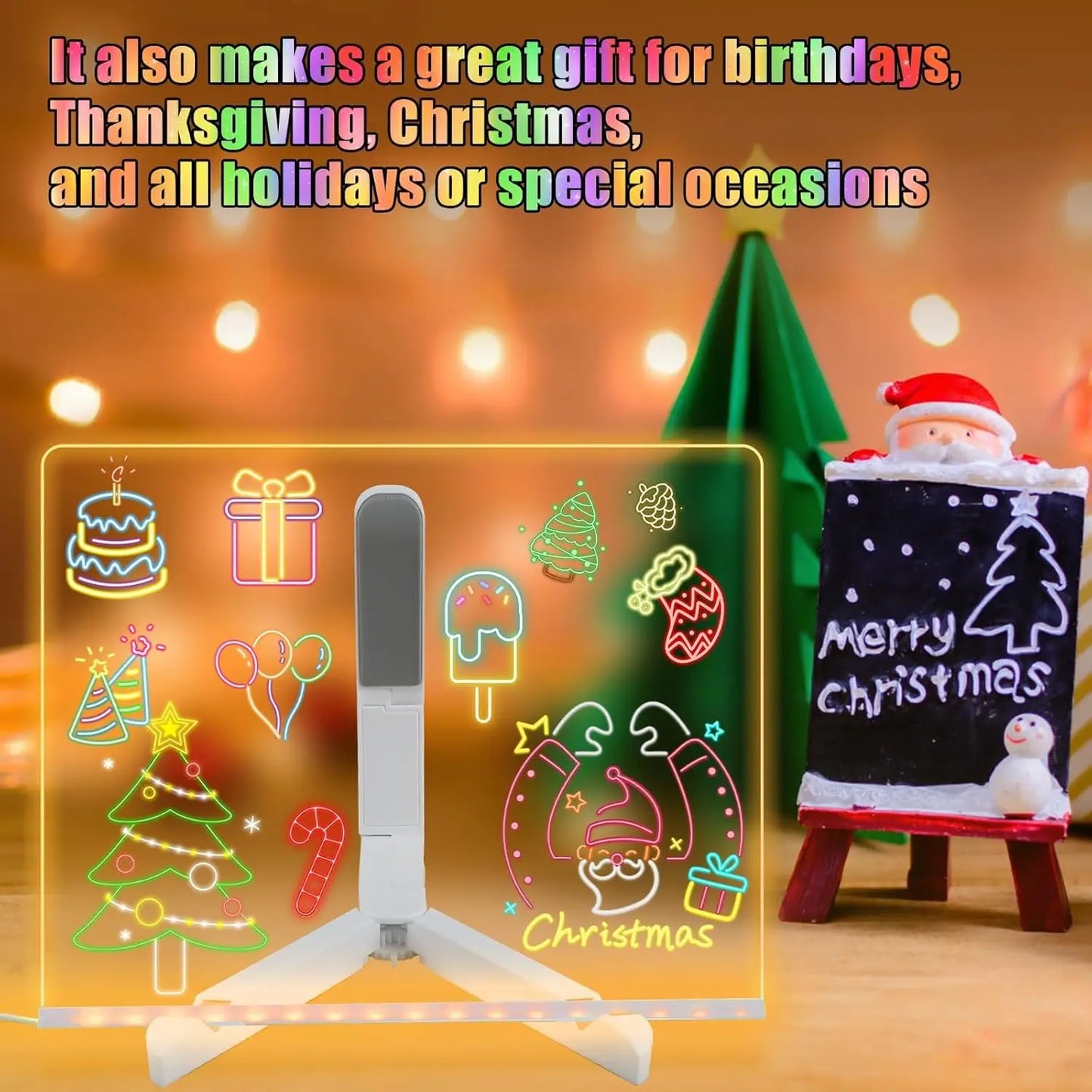DIY LED Note Board With Night Light Colorful 7 Pens Acrylic Message Board Children‘s Drawing Board For Kids Birthday Gift