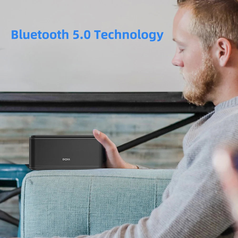DOSS Wireless Bluetooth Speaker SoundBox BT 5.0 Touch Control Portable Music Sound Box 12W Stereo Sound IPX5 Waterproof Speakers