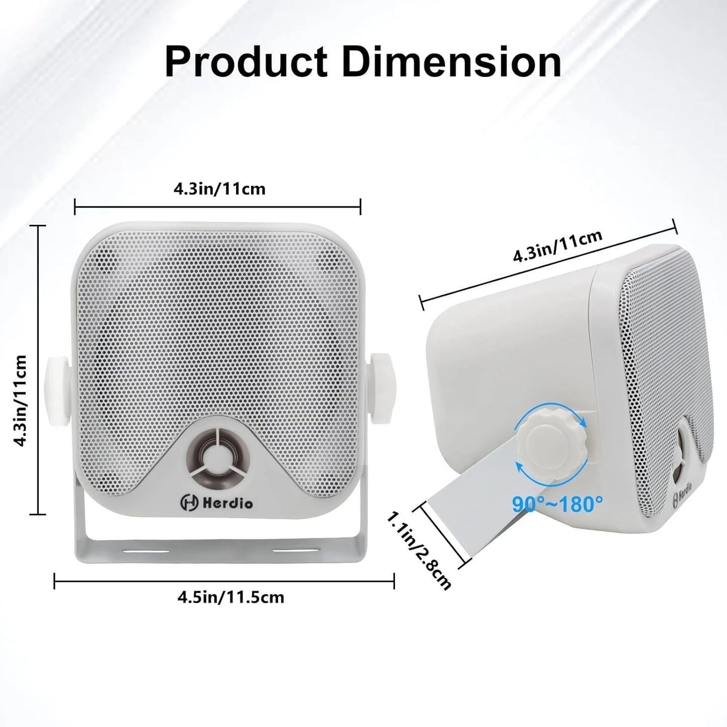 Herdio 2PCS 4‘' 100W Heavy Duty Boat Marine Box Outdoor Speakers Surface Mounted For Skid Steer ATV UTV RZR Golf Cart Tractor
