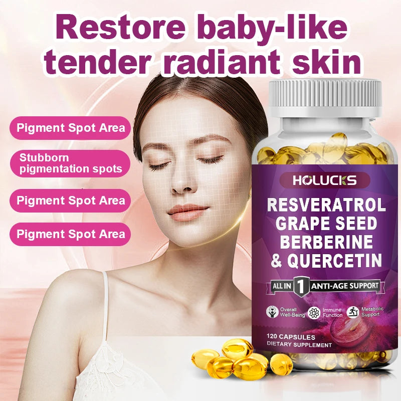 HOLUCKS Resveratrol Supplement, Boost NAD+ level, Anti-Aging, Immune Support, Improve Metabolic, Promote Overall Wellness