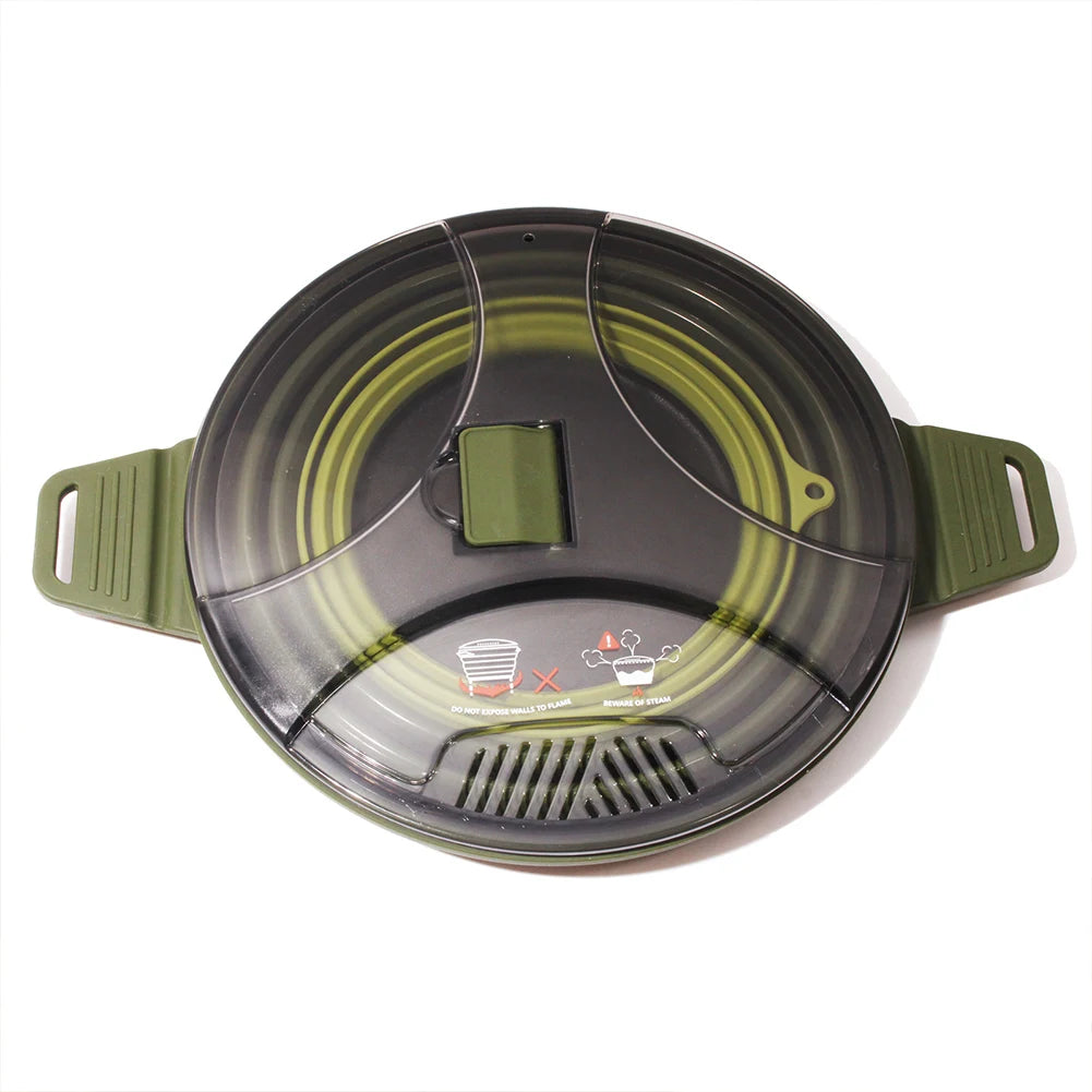 Portable Folding Pot Lunch Box Camping Pot Set with 2 Foldable Bowls Silicone Cooking Food Container Outdoor Camping Tableware
