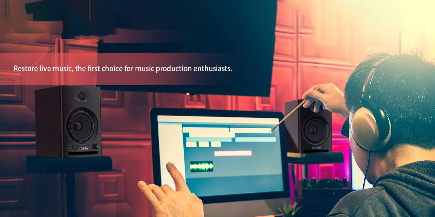 Ortizan C7 Dual-Mode 2.0 Studio Monitors, Active Monitor Speakers for Near Field Music Production, Bluetooth 5.3 Wireless