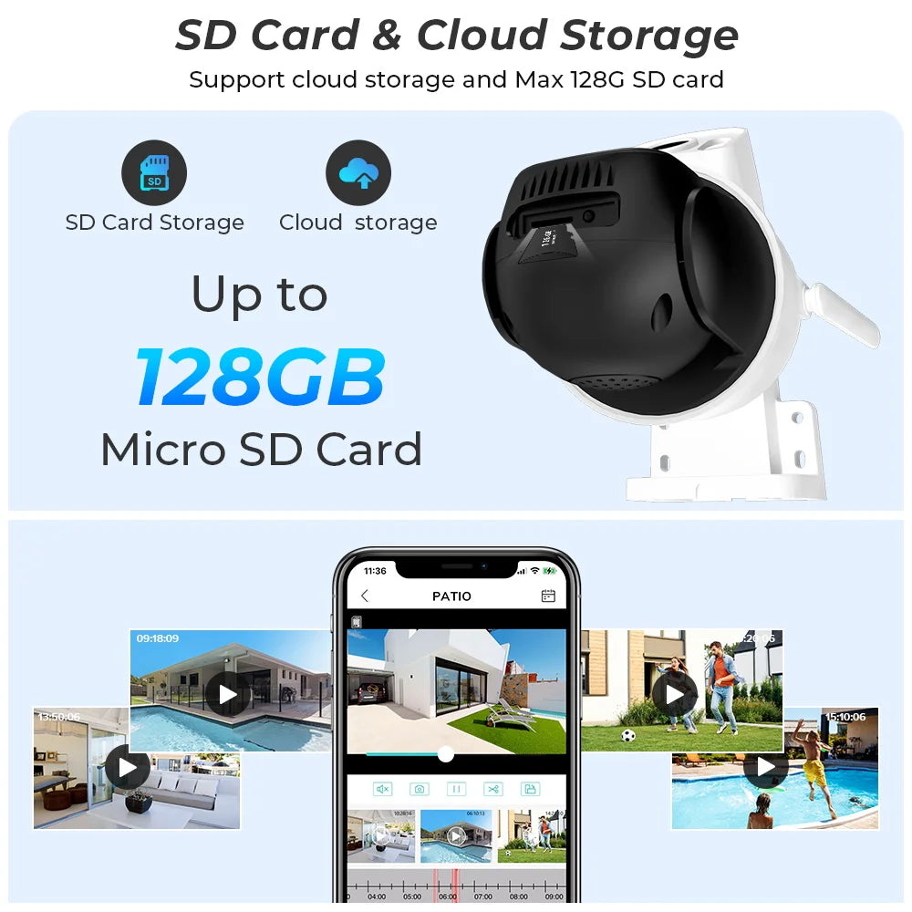 8MP 4K iCSee Wifi Camera Outdoor Dual lens Dual Screen Ai Human Detection Auto tracking Security Protection IP Wifi Surveillance