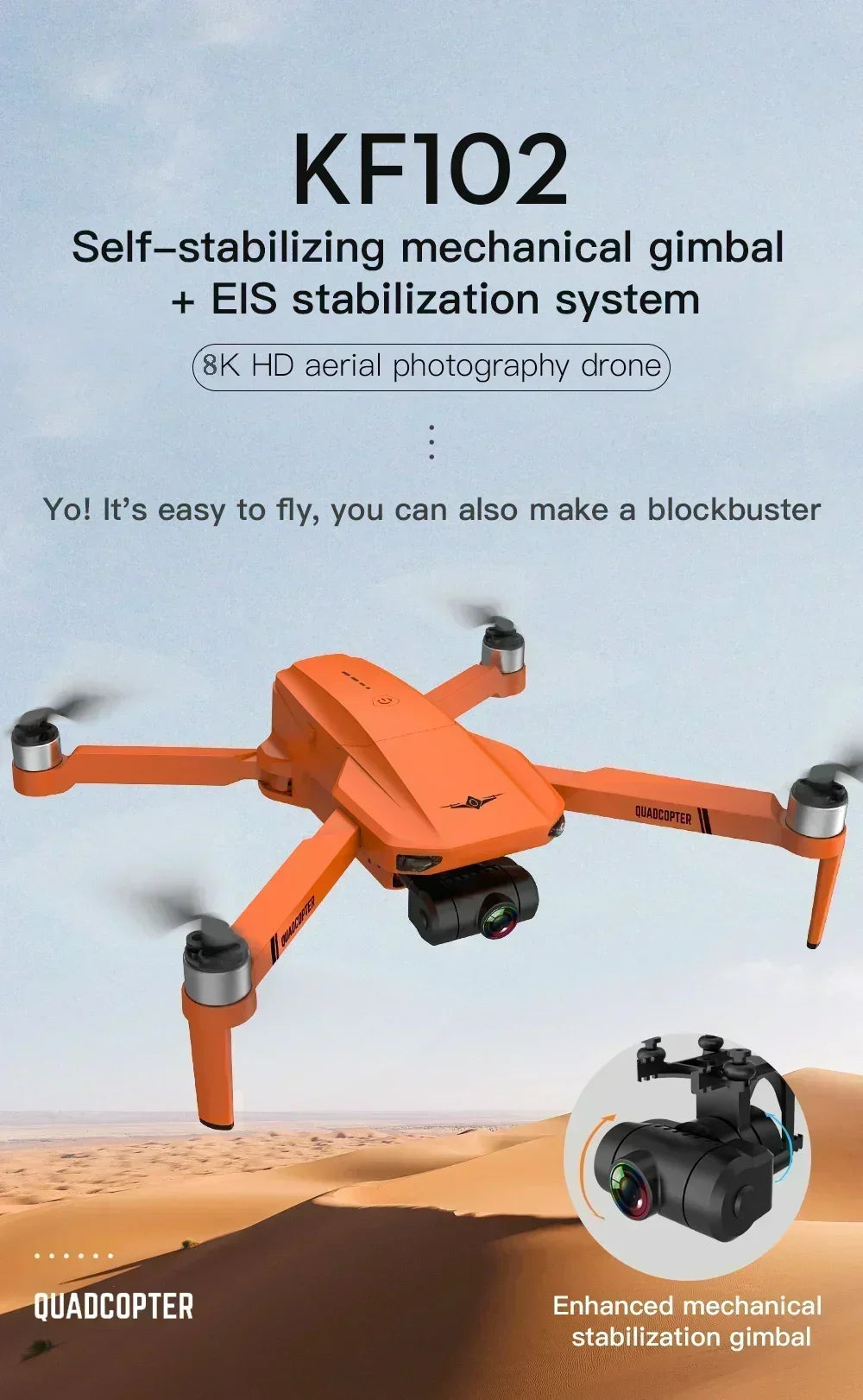 KF102 4K GPS Drone Dual HD Camera 2-Axis Gimbal WIFI FPV Foldable Quadcopter Aerial Photography Perfect Gift for Enthusiasts