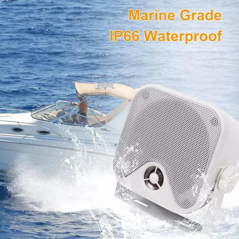 Herdio 2PCS 4‘' 100W Heavy Duty Boat Marine Box Outdoor Speakers Surface Mounted For Skid Steer ATV UTV RZR Golf Cart Tractor