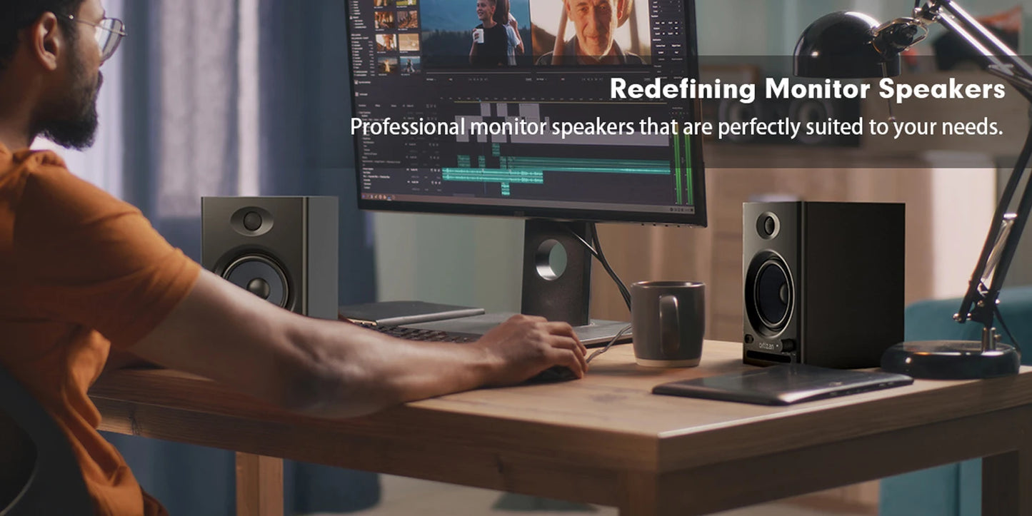 Ortizan C7 Dual-Mode 2.0 Studio Monitors, Active Monitor Speakers for Near Field Music Production, Bluetooth 5.3 Wireless