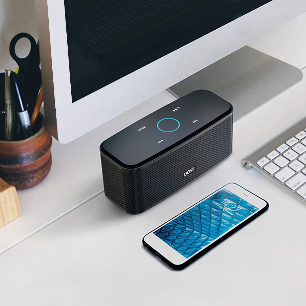 DOSS Wireless Bluetooth Speaker SoundBox BT 5.0 Touch Control Portable Music Sound Box 12W Stereo Sound IPX5 Waterproof Speakers
