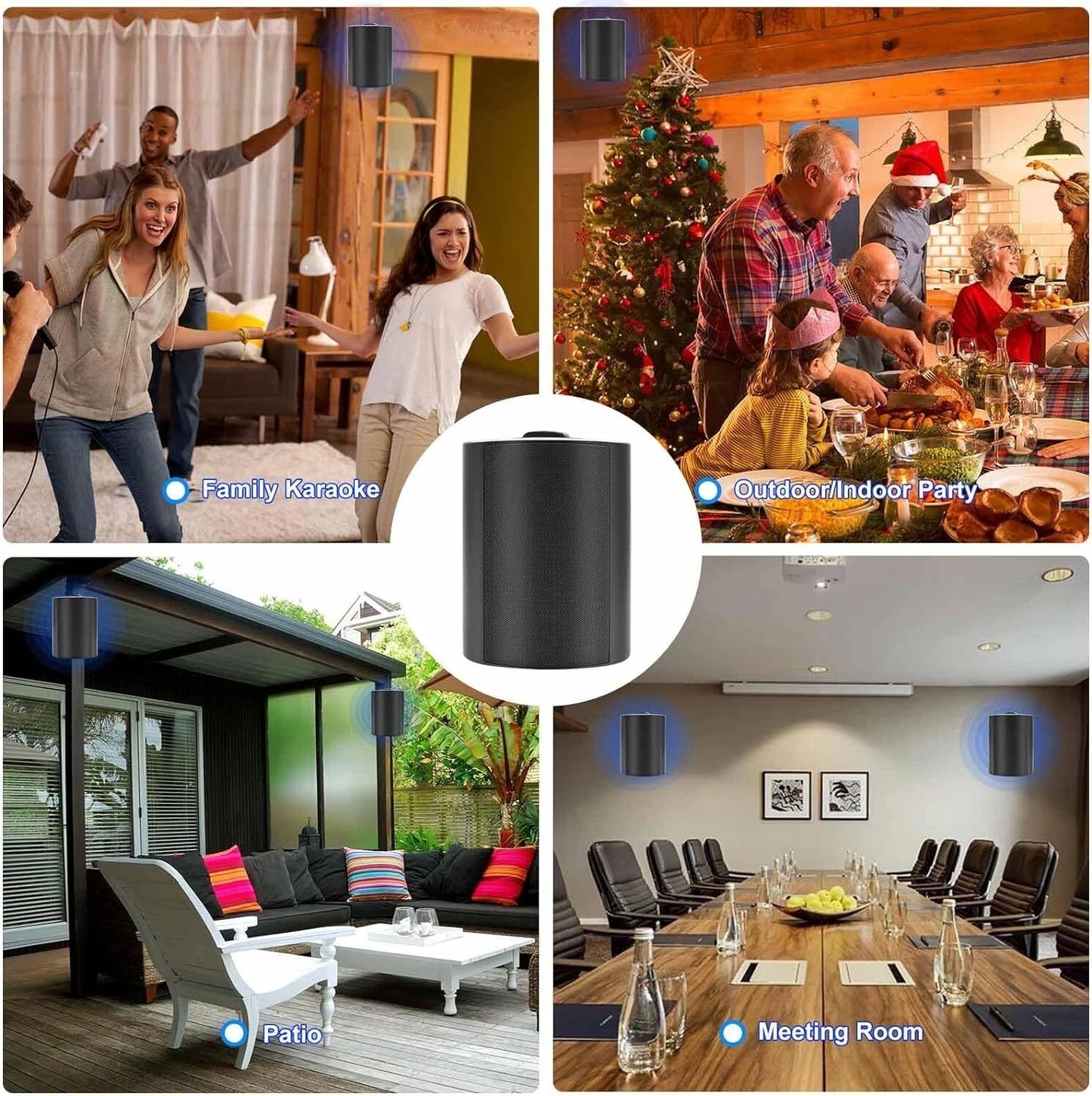 Herdio 2PCS 4'' 200W Wall Mount Outdoor Passive Speakers Waterproof Powerful Bass Expansive Stereo Sound Coverage For Patio Pool