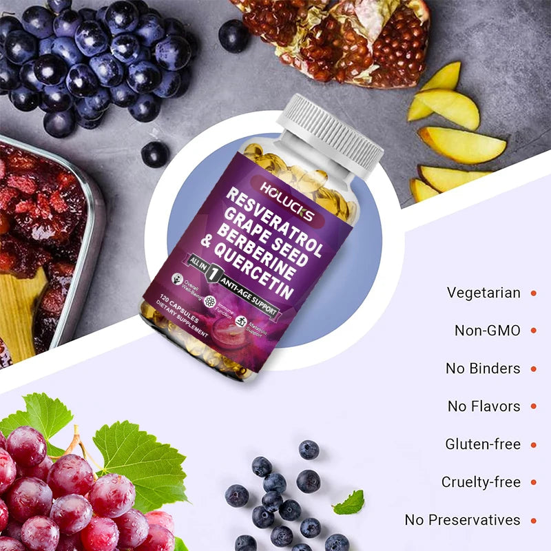 HOLUCKS Resveratrol Supplement, Boost NAD+ level, Anti-Aging, Immune Support, Improve Metabolic, Promote Overall Wellness