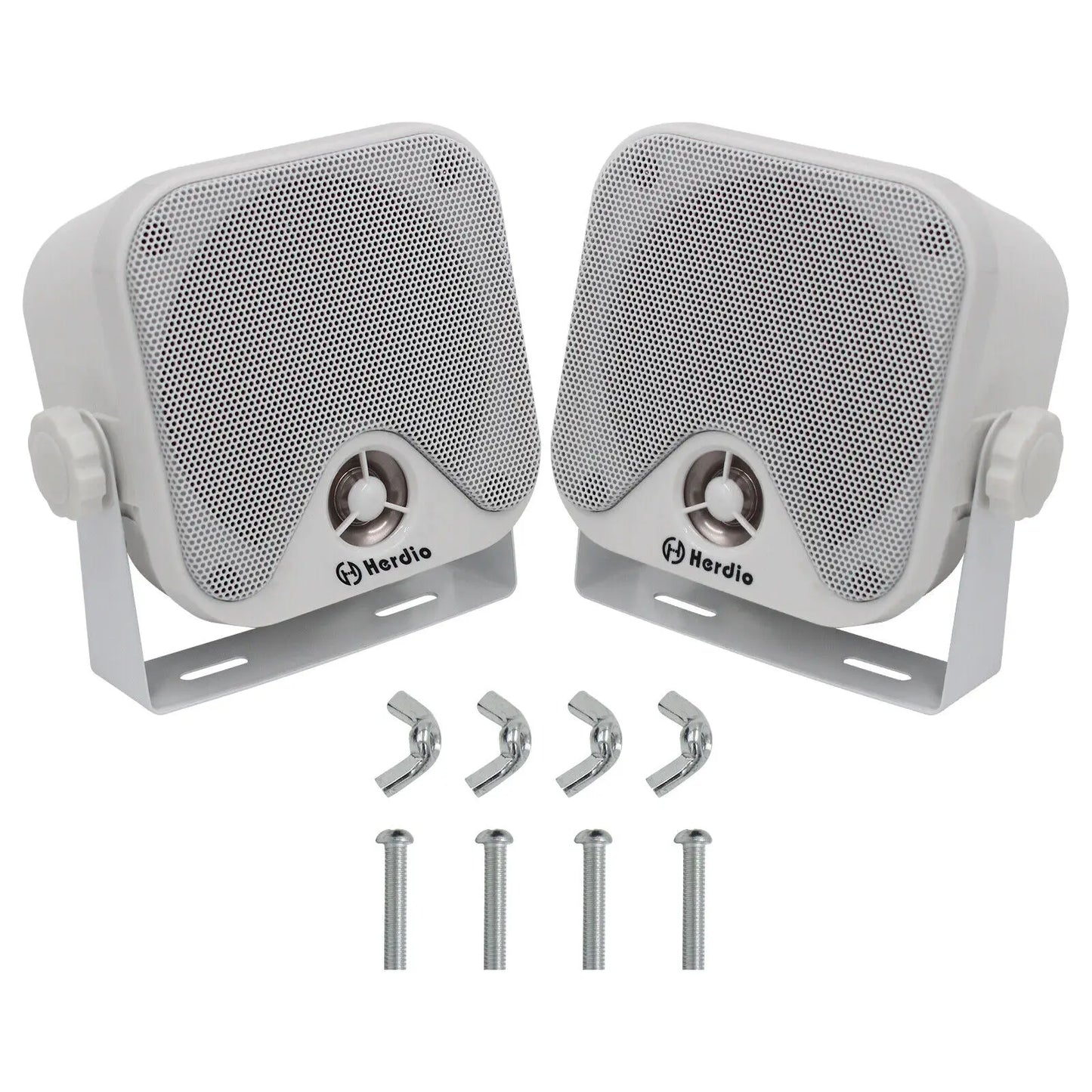 Herdio 2PCS 4‘' 100W Heavy Duty Boat Marine Box Outdoor Speakers Surface Mounted For Skid Steer ATV UTV RZR Golf Cart Tractor