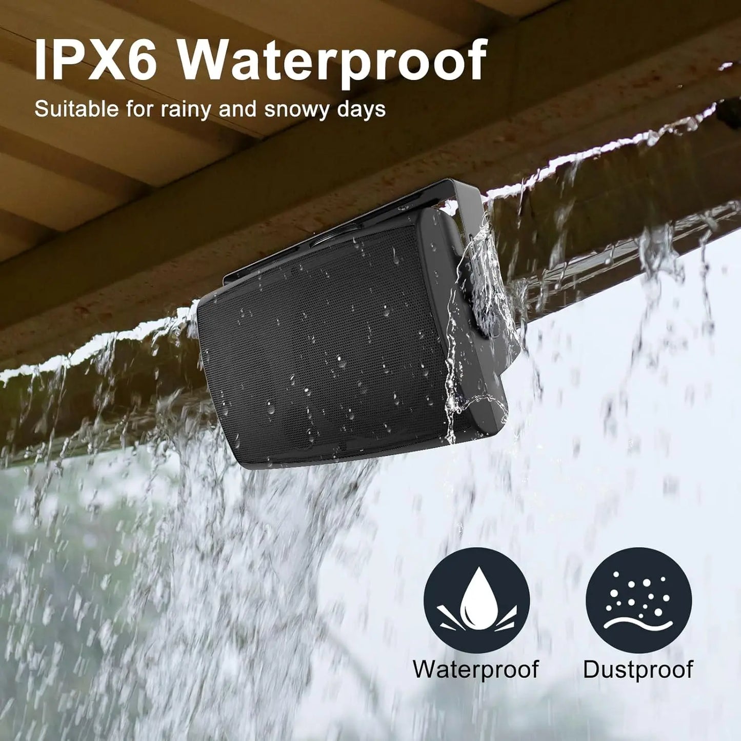 Herdio 6.5'' 400W  Indoor Outdoor Bluetooth Speakers Waterproof Wired With Powerful Bass 2 Way Wall Mount Speakers All-Weather