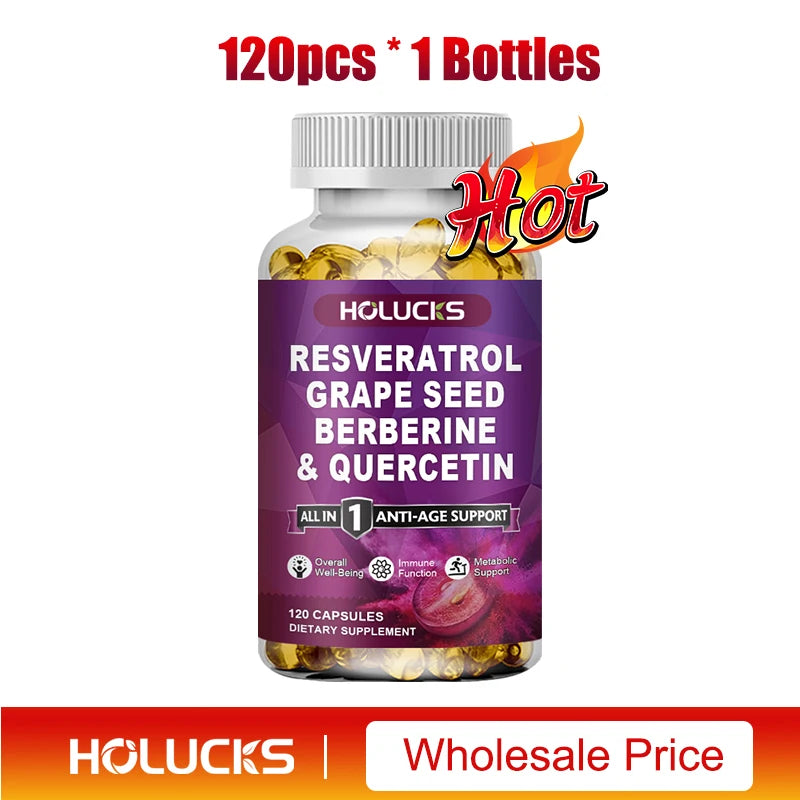 HOLUCKS Resveratrol Supplement, Boost NAD+ level, Anti-Aging, Immune Support, Improve Metabolic, Promote Overall Wellness
