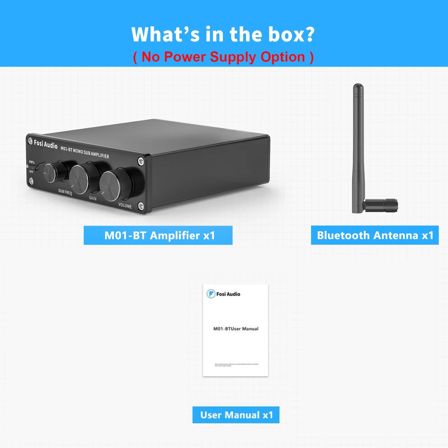 Fosi Audio 300W M01-BT Bluetooth Amplifier One Channel Mono Amp For Home Speakers