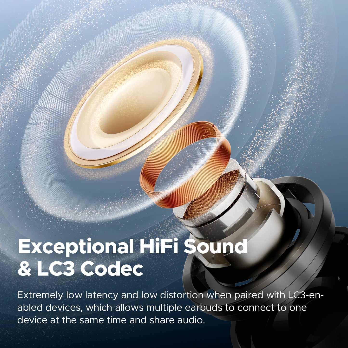 SoundPEATS Air5 Pro Wireless Earbuds Adaptive Hybrid ANC Bluetooth 5.4 Earphones aptX™ Lossless, LDAC LE Hi-Res Audio 6 Mics