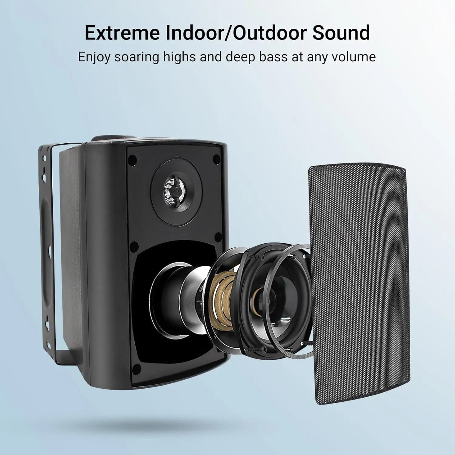 Herdio 2PCS 4'' 200W Wall Mount Outdoor Passive Speakers Waterproof Powerful Bass Expansive Stereo Sound Coverage For Patio Pool
