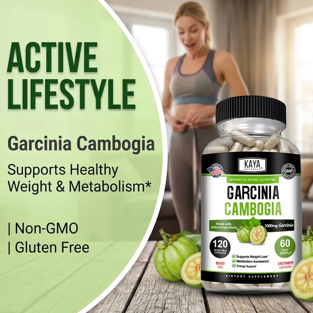 Garcinia Cambogia 120 Veggie Caps (Vegetarian, Natural, Non-GMO & Gluten Free) Wellness Support Supplement for Women & Men