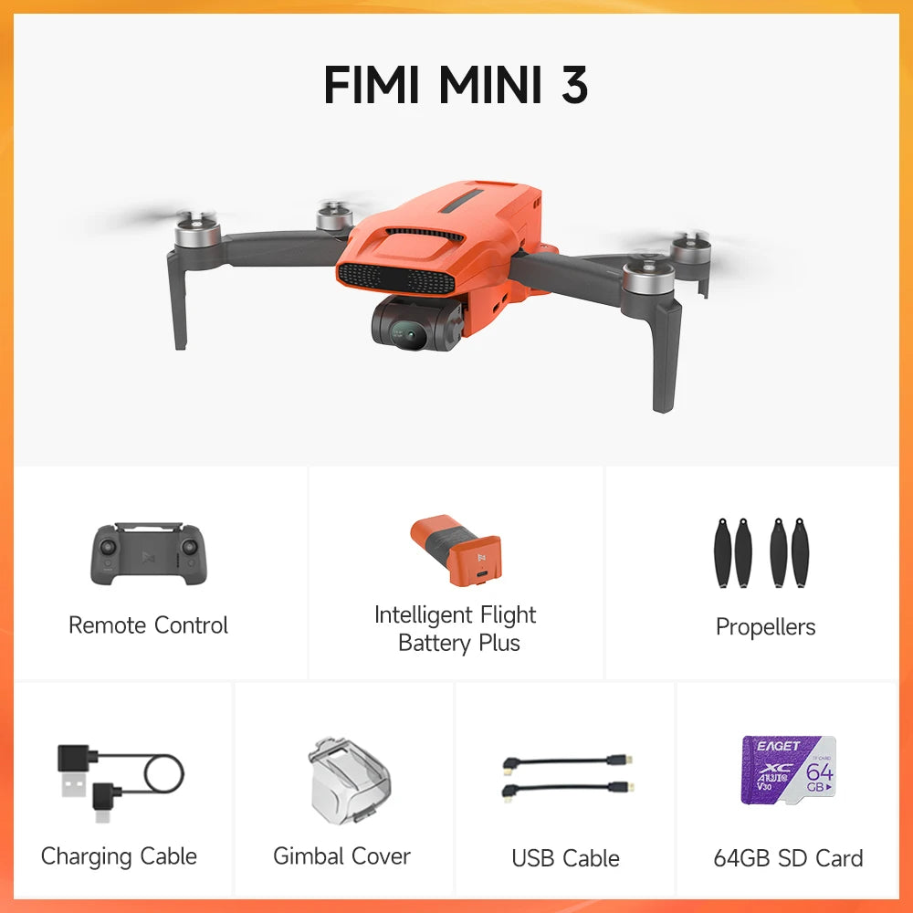 FIMI MINI 3 245g With 4K Camera HDR Video 3-axis Mechanical Gimbal 9KM flight range GPS Foldable RC Drone Quadcopter RTF