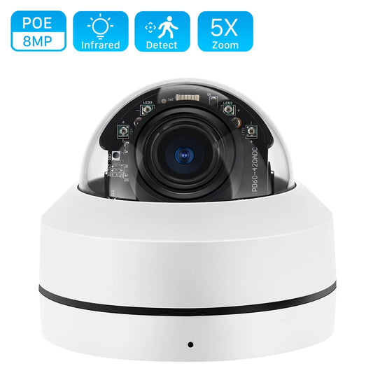 8MP 4K PTZ IP Camera Outdoor PoE Onvif 5X Optical Zoom 5MP 4MP P2P Infrared Audio Dome Camera CCTV Surveillance Camera XMEye App