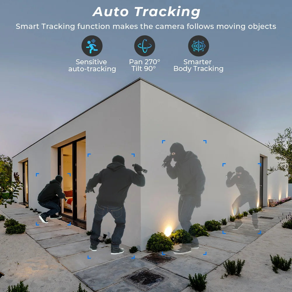 8MP 4K iCSee Wifi Camera Outdoor Dual lens Dual Screen Ai Human Detection Auto tracking Security Protection IP Wifi Surveillance