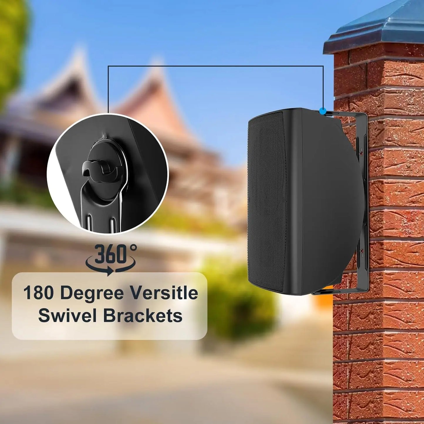 Herdio 6.5'' 400W  Indoor Outdoor Bluetooth Speakers Waterproof Wired With Powerful Bass 2 Way Wall Mount Speakers All-Weather