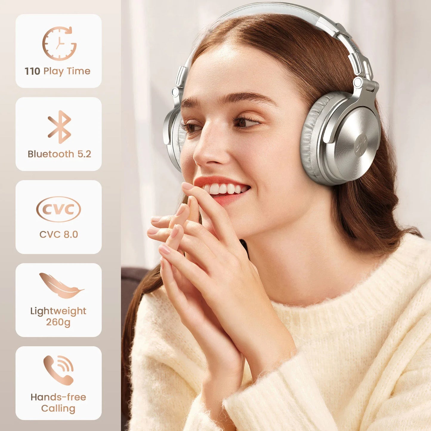 Oneodio Wireless Headphones Bluetooth 5.2 Headset Over Ear Stereo Super Bass Earphones With Microphone For Phone PC Sport