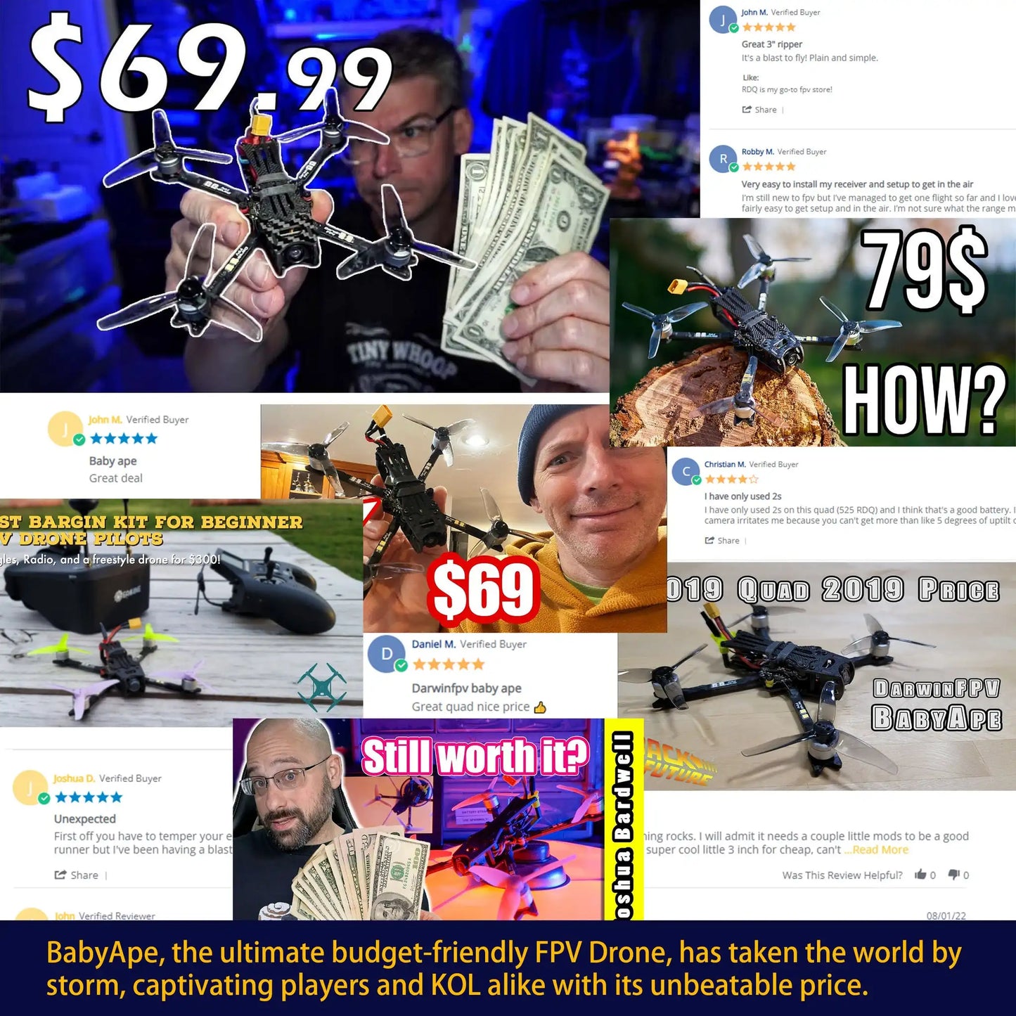 DarwinFPV Baby Ape Pro V3 FPV Drone Flight Control Quadcopters 3 Inch F4 OSD 15A AIO BLHeli_S Dshot600 40CH 200mW 700TVL